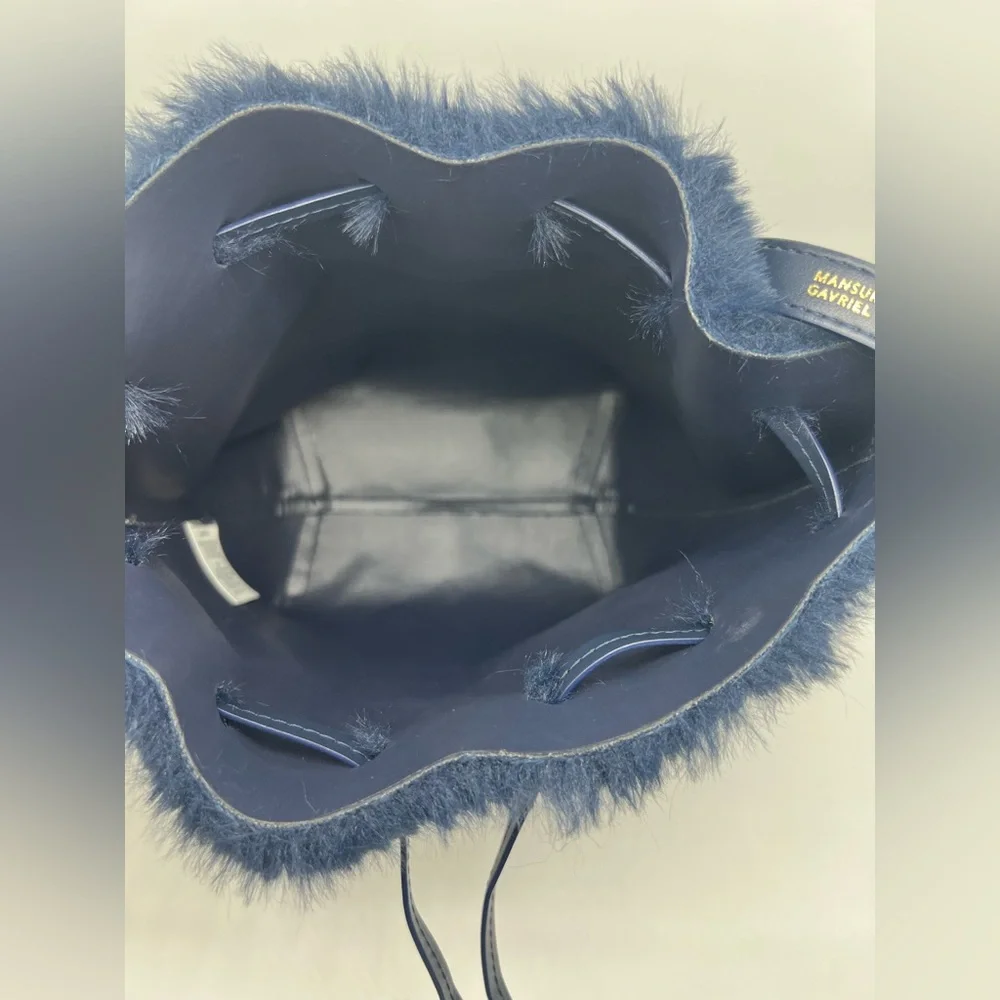 NWT MANSUR GAVRIEL X APPARIS Mini Bucket Blackberry Faux Fur Vegan Crossbody Bag - Picture 12 of 13
